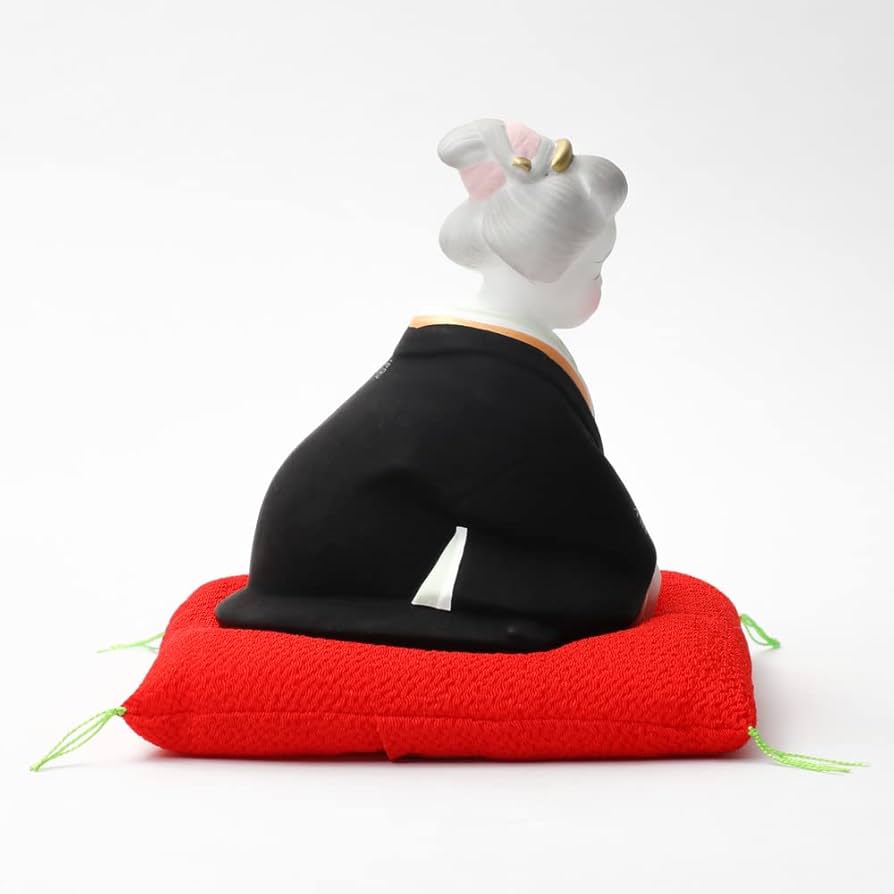 骨董品 お多福陶人形座布団付 骨董品 お多福陶人形座布団付